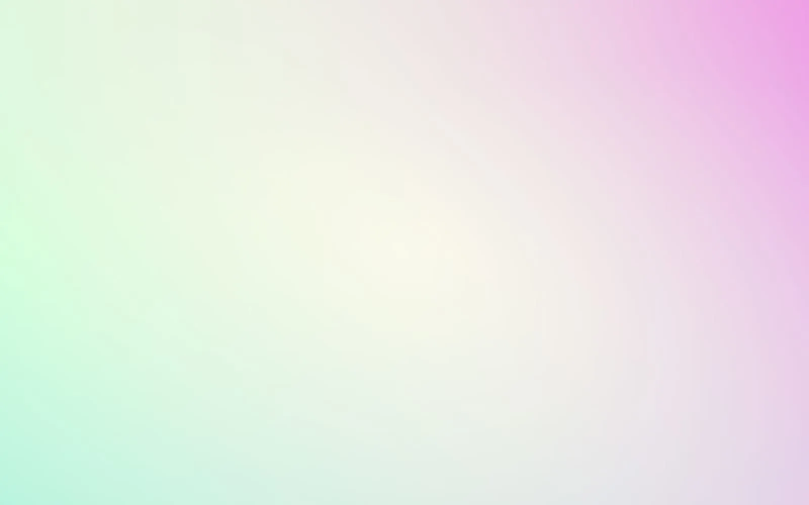 A pale gradient of mint, cream and pink